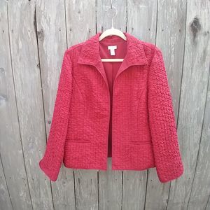 Chico's size 2 (US M) jacket red shirred textured